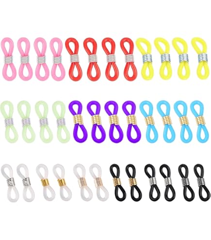 CRLLDPM 60 Pezzi Terminali Catene per Occhiali Terminali per Catene per Occhiali Regolabili Regolabili Porta Catena per Occhiali da Vista Antiscivolo Connettore in Silicone, per Catena Portaocchiali
