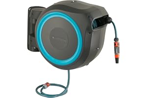 Gardena Wand-Schlauchbox RollUp XL (türkis) 35 m: flexible Bewässerung für große Gärten, Schwenkbare Schlauchbox, inkl. 35 m Gardena Qualitätsschlauch und Montagehilfe (18630-20)