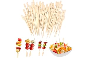 AETHERAURORA 400 Piezas Brochetas de Bambú, 12cm Pinchos de Bambú, Brocheta Ecológicas, Palillos para Aperitivos, Brochetas de Badera, para Cócteles, Parrillas, Aperitivos, Frutas, Fiestas, Barbacoas y Sándwiches