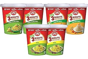 ganaric MTR 3 Minutes Breakfast Cuppa Selection | Khatta Meetha Poha | Vegetable Upma | Regular Poha | Instant Meals