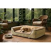 viscopet Premium Sofa Blok sungerli Alezli Fermuarlı Yıkanabilir K&ouml;pek Yatağı(S-kahvekrem-XL)