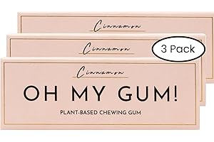 OH MY GUM! Cinnamon Natural Chewing Gum Pack of 3 (10 Pieces/Pack) | 100% Plant Based Aspartame Free Chewing Gum | Award Winning Sugar Free Chewing Gum & Good for Teeth |