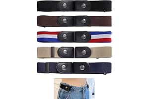 KSYWYDU 5 Pezzi Cintura Senza Fibbia Unisex, Cintura Elastica per Jeans, Pantaloni, Vestiti e Gonne, Regolabile e Invisibile, Design Sgancio Rapido, Confortevole e Adatta a Tutte Taglie, 5 Colori Disponibili
