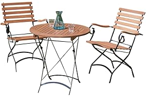 gartenmoebel-einkauf Bistroset Schlossgarten 3-teilig, 2X Armlehnensessel + Tisch rund 70cm + Eukalyptus, FSC®-Zertifiziert