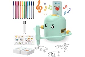 ELEDUTOY Drawing Robot for Kids Aged 3–8, Montessori-Inspired Voice-Guided Educational Toy with 100 Drawing Cards & 12 Colour Pens – Creative Birthday Gift for Boys & Girls