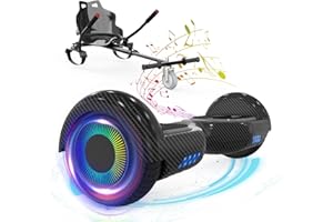 ELEKGO Hoverboards for Children, 6.5 Inch Self-Balancing Hoverboard with Go-kart and LED Lights, Bluetooth Speaker for Teenagers