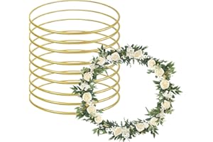UNIIDECO 10 Pack Metal Floral Hoops Gold Wreath Rings for Macrame Crafts Centerpiece Dream Catcher Wedding DIY Wall Hanging Decor (8 Inch)