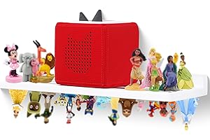 FURAOMEILI for Tonies Shelf Magnetic,for Toniebox Figures Storage Display Shelf (for 36 Character),Wall Floating Shelves for Audio Toy Figurine,Compatible Charging Station for Kid's Room,Oak,White