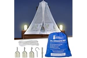 UNIVERSAL BACKPACKERS Malla Mosquitera para Camas Extra Grandes Blanco – 2 Aperturas a los Lados y Kit para Colgar en el Dosel de la Cama – Materiales Ligeros de Calidad y Fácil Instalación para Hogares y Viajes
