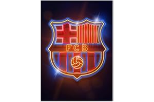 Displate Offiziell FC Barcelona MetallPoster Magnetische Befestigung Inklusive Lizenziert Bilder Hochwertiges Poster FC Barcelona - Crest - Crest neon Poster 45 cm x 32 cm