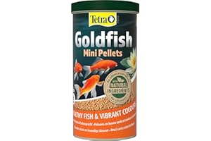 Tetra Pond Goldfish Mini Pellets, Alimento para pequeños carpines dorados y peces de agua fría en estanques de jardín, lata de 1 litro