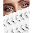 Onlyall Lashes Natural Look False Eyelashes Wispy Short Eyelash Clear Band Fake Eye Lash 7 Pairs A22(7MM-10MM)