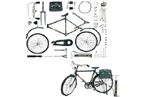 PW TOOLS Modèle Vélo À Monter Soi-même, Vélo Miniature 1: 10 Modèle Vélo Jouet, Ornement Jouet Vélo Classique Style Rétro, pour Décor Bibliothèque Collections