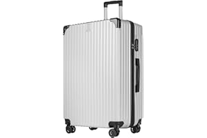 yonsly® Suitcase, Trolley, Travel Suitcase, Trolley Suitcase, Hand Luggage with 4 Wheels, 360°, ABS Hard Shell, Safety Lock, Soft Rubber Handle, 210D Lining, silver, XL, YONSLY -A