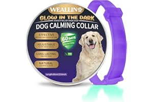 WEALLIN Collare Calmante per Cani, Si Illumina al Buio Anti-Ansia Collare Calmo per Cani, Regolabili e Impermeabile 60 Giorni Collare Calmante per Cuccioli Cani di Grossa Taglia(1pz, Viola