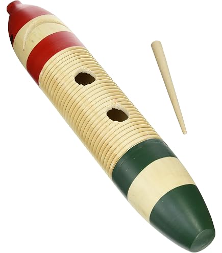 Guiro En Bois Véritable XDrum Style Mexicain – Instrument De Percussion Authentique 37 Cm, Finition Peinte à La Main
