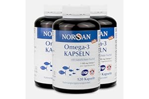 ‎NORSAN NORSAN Premium Total Omega 3 Kapseln hochdosiert 3er Pack (3x 120 Stück) / 1.500mg Omega 3 pro Portion/Omega 3 Kapseln mit 707mg EPA & 368mg DHA/Fischöl Kapseln aus nachhaltigem Wildfang