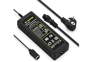 JIPPOFU 12V 10A Adaptador Convertidor de Corriente CA a CC Transformador 220v a 12v, 120W Enchufe Mechero y Convertidor de Corriente para Automóviles Fuente de Alimentación Limpiadores de Autos y Compresores