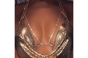 TseenYi Boho Cristal Soutien-Gorge Corps Chaîne Strass Bikini Poitrine Chaîne Argent Cz Chaîne Corps Chaîne Discothèque Rave Party Bikini Soutien-Gorge Chaîne Cristal Bijoux pour Femmes et Filles