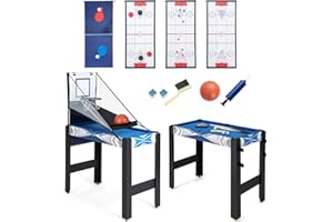 GYMAX 6 in 1 Multi Game Table, Combo Games Table with Hockey, Billiard, Basketball, Ping Pong, Bowling & Shuffleboard, Combination Games Table for Kids Adults Party Gathering