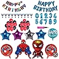 Spiderman Birthday Party Decoration Balloons, 45 Pices for Boys, 2 Spiderman Figures, Superhero party Theme, Balloons, Superhero Birthday Party Supplies, Birthday Party Decoration