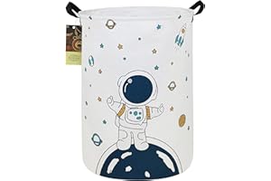 HUNRUNG Cesta de lavandería grande, de tela de lona, ligera, organizador de juguetes, ropa sucia, plegable, impermeable, para dormitorios universitarios, dormitorio de niños, baño (astronauta estrella