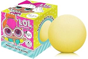 URODA LOL Surprise Fizzing Bath Bomb for Kids - Refreshing Mango Scent, Vegan & Natural with Essential Oils (165g) - Gentle, Safe, and Fun Bath Time Treat for Children Aged 3+