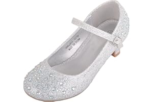 ABSOLUTE FOOTWEAR Childrens Kids Girls Glitter Sparkly Diamante Wedding Party Pagent Heeled Shoes