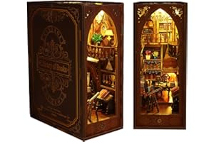 Pumpumly DIY Book Nook Kit - DIY Miniature Bookend The Book Depository With LED Light, 3D Puzzle Wooden Art Bookshelf Insert Decor, Model Kits for Adults to Build, Make Your Own Craft House Model