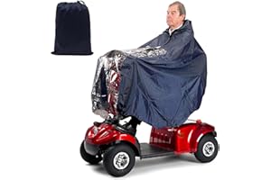 QUSLLIS Regenponcho für Elektromobil, 100% Wasserdichter Regenschutz für Seniorenmobil Elektromobil mit Aufbewahrungstasche, mit Reflektierende Streifen Durchsichtigem Pane, Navy Blau