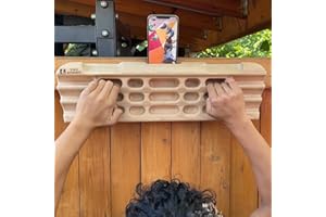 TWO STONES Hangboard - Tabla Colgante de Escalada con Soporte para teléfono, Soporte para Correa, Jarra, pellizcos, Bolsillos, Bordes y Pendientes; Tabla Colgante de Madera para Escalada