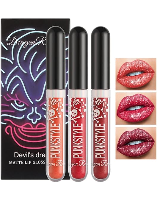JasCherry Glitzer-Lippenstift-Set 12 Stück – Wasserfeste, Langlebige Lipgloss-Kollektion Mit Metallischem Schimmer