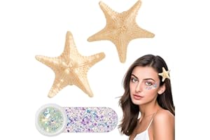 Nayyana® Lot de 2 pinces à cheveux et paillettes pour le corps et le visage - Costume de sirène pour femmes et filles - Accessoires 3 en 1 pour petite sirène