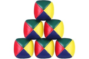 QINSKY Jonglierbälle,6 Pack Jonglierbälle Bälle Zirkus Kleine Bälle PU Leder Jonglier Sitzsäcke für Anfänger Erwachsene Kinder Kinder Kindergarten 5 * 5CM