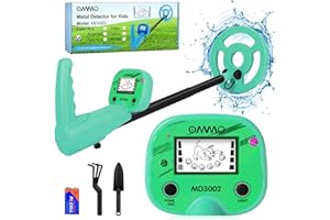 OMMO Rivelatore di metallo per bambini, display LCD con illuminazione, 44-81 cm, attacco retrattile, montaggio in un solo passo, rilevatore di metallo, IP68, bobina di ricerca impermeabile, rilevatore