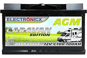 Electronicx Caravan Edition akumulator AGM 100 AH 12 V samochód kempingowy łódź zasilanie akumulator solarny 100 ah