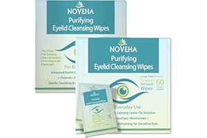 NOVEHA Eyelid & Lash Wipes | For Itchy, Dry Eyes, Styes & Blepharitis, Demodex | lid and lash Cleansing Wipes, Hypoallergenic & Soothing For Sensitive Eyes, (60 Count each (Pack of 2))
