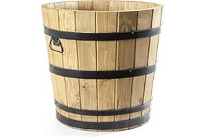 Holzfee Pflanzkübel rund Ø 60 x 60 cm Holz Kiefer Farbauswahl (Eiche)