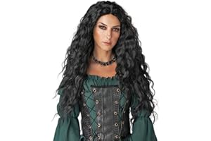 PORSMEER Parrucca lunga nera ondulata da donna, parrucca in fibra sintetica riccia soffice e resistente al calore, 71 cm, 1 pezzo