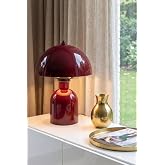 Marrien Luna Abajur, Bohem Masa Lambası ve Salon Oturma Odası Aydınlatması - Bordo - 25 cm &ndash; Modern Dekoratif Masa Lambası, G