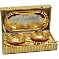 R Ayurveda Copper German Silver Single Bowl with Royal Velvet Box -2 Pieces Set (Pure Gold&Silver), 100 ml