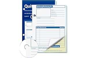 BEIMEIII 1 Stück A6 Quittungsblock Durchschreibend Rechnungsblock Kleinunternehmer 2 x 50 Blatt gelocht für Kleinunternehmer Vereine Selbständige