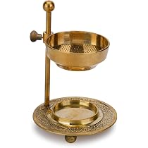 Ajuny Aluminium Ronde Wierookhouder Met Asvanger - Tibetaanse Stijl Gouden Meditatie Accessoire - 9cm