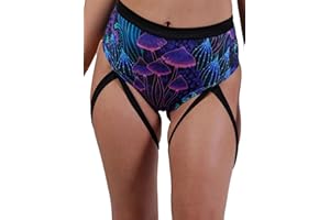 EVELUST Rave Booty Shorts for Women - High Waisted Harness Pants Butt Lifting Leggings Exotic Pole Festival Outfits Bottom