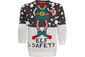 kraftd Men's Christmas Jumper Funny Xmas Sweater Long Sleeve Acrylic Pullover Knitted Jumpers | Novelty Knitwear | Festive Sweatshirts | Ugly Sweaters