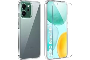 FDHYFGDY Cover per OPPO Reno 14F/OPPO Reno 14 FS (4G/5G) Custodia per Telefono+1x Pellicola Protettiva, Anti-ingiallimento e Antiurto, Ultra Sottile Morbido in TPU Custodia Protettiva-Trasparente