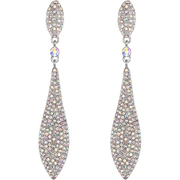 Boucles D'oreilles Pendantes Vintage Clearine - Cristal Carré Strass, Argent 925, Cadeau Femme Pour Mariage, Anniversaire
