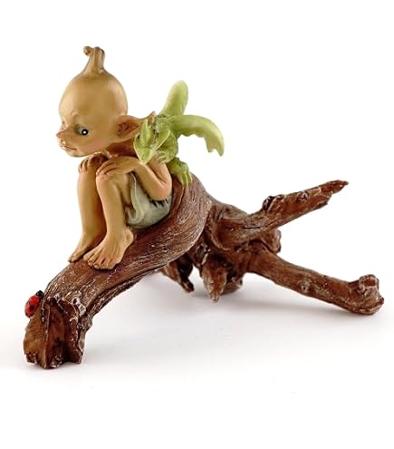 Figurine Décorative Chouette & Lutin – Anthony Fisher – Résine Peinte – 12x8,5x5,5 Cm – Pour Jardin Ou Intérieur