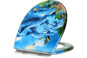 YOTOREE Abattant WC Forme O, Urée Formaldéhyde Cuvette Toilette, Lunette WC avec Fermeture Douce et Libération Rapide, Lunette de Toilette Universelle, O Siège de Toilette Peut Supporter 200Kg (Océan)