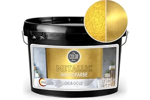 My COLOR Room Metallic Wandfarbe (Gelb-Gold - 2500 ml) Effekt- Kreativfarbe für Wandgestaltung mit Metallic-Optik für Innenbereich, Dekorationsfarbe Made in Germany